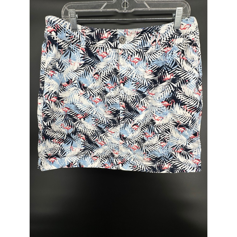 Christopher & Banks‎ Women's 12P Skort Pink Flamingo White Blue Leaf Tennis Golf - Picture 3 of 6